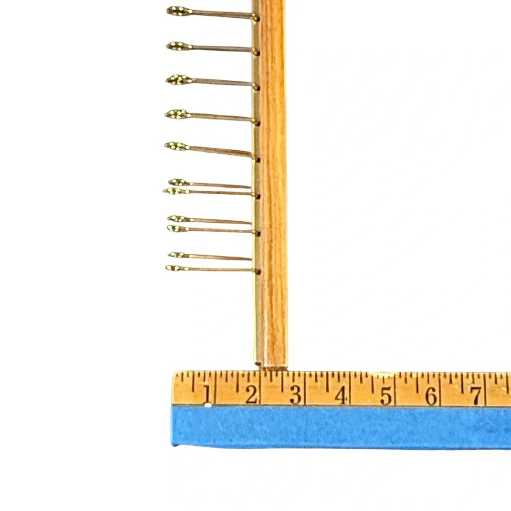 Vintage 36 Hook Wall/Door Mounted Tie Rack Mid Century Retro Wood Brass Colored